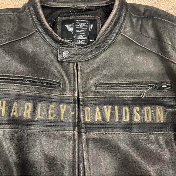 Harley Davidson Men's Distressed Vintage Motorcycle Real Cowhide Leather Jacket - Picture 2 of 5